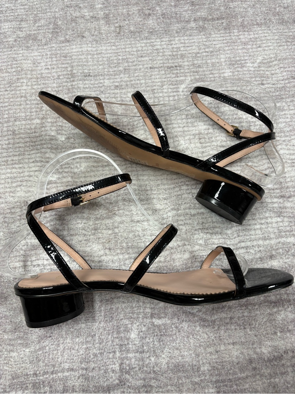 J. Crew skinny strap round-heel sandals patent leather womens 7.5 black dressy - Picture 4 of 8